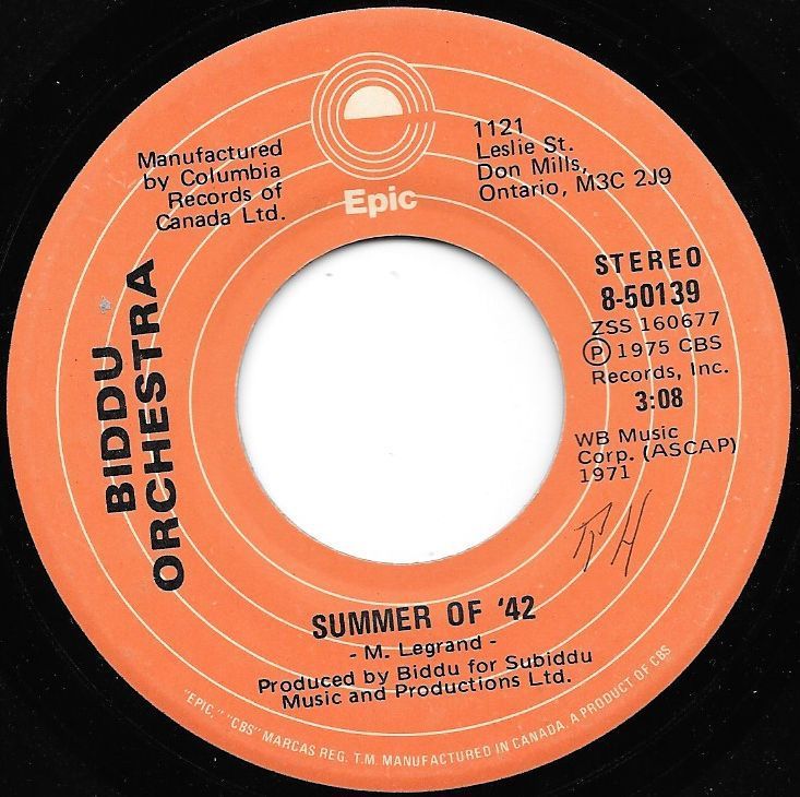 Acheter disque vinyle Biddu Orchestra Summer Of '42 / Northern Dancer a vendre